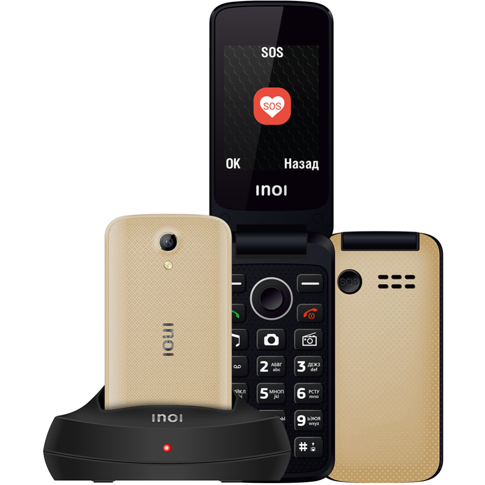 Мобильный телефон «Inoi» 247B + ЗУ WC-011m microusb, Gold  