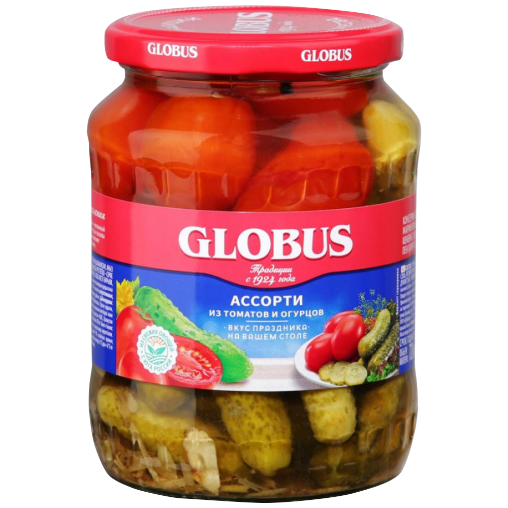 Ассорти «Globus» из томатов и огурцов, 720 мл