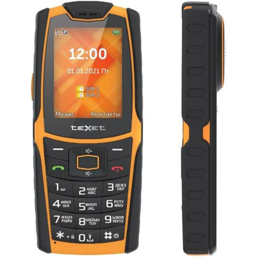 Мобильный телефон «Texet» TM-521R +ЗУ WC-111, microusb, Black-orange
