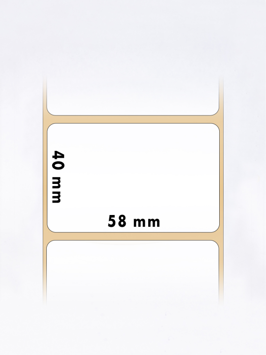 Термоэтикетки самоклеящиеся 58х40 мм, ЭКО,  40  рулонов в упаковке, втулка 40 мм - 700 этикеток в ролике.