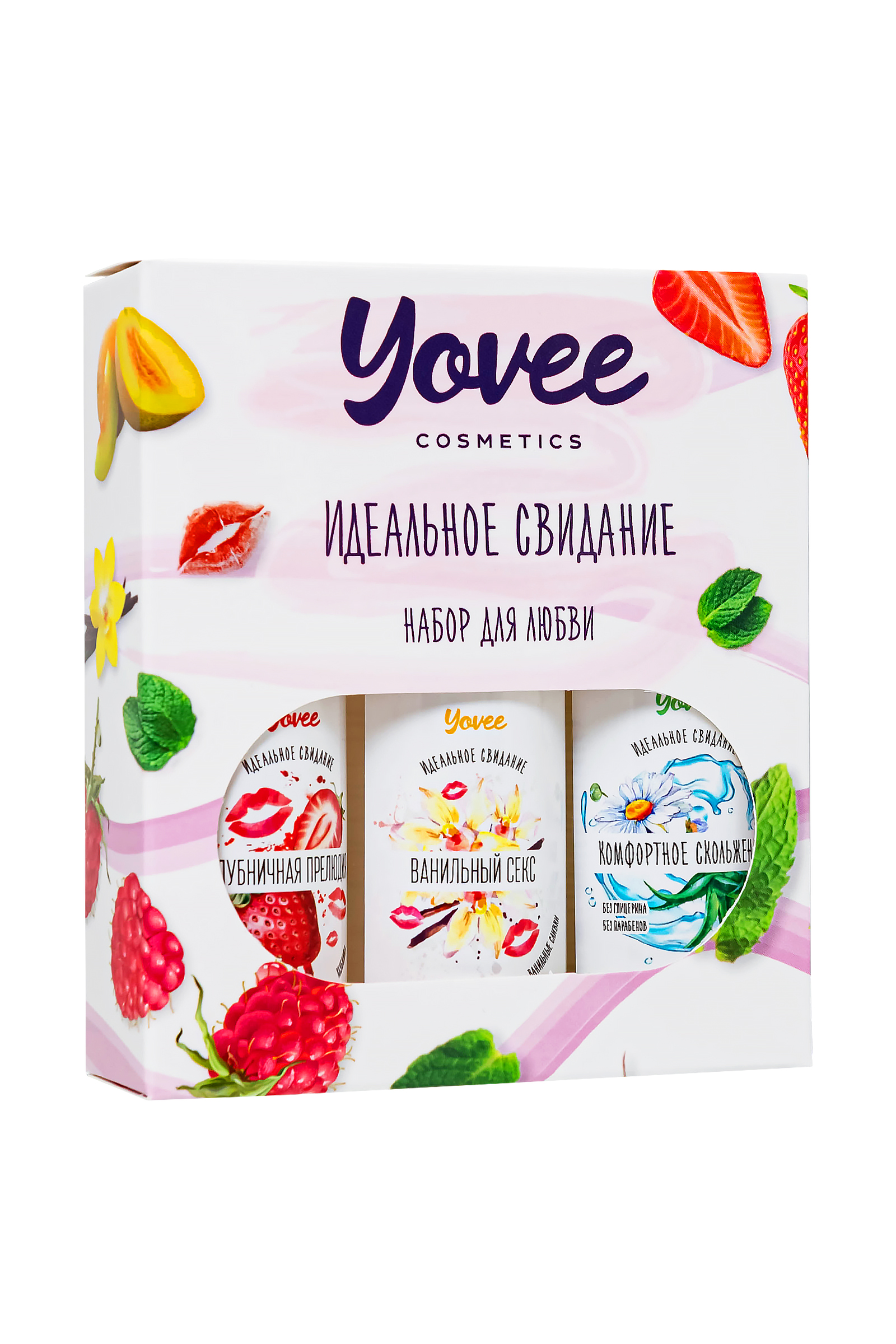 Набор гелей-смазок Yovee для любви, вкус (клубн+ваниль) + увл (алоэ), 3х50 мл