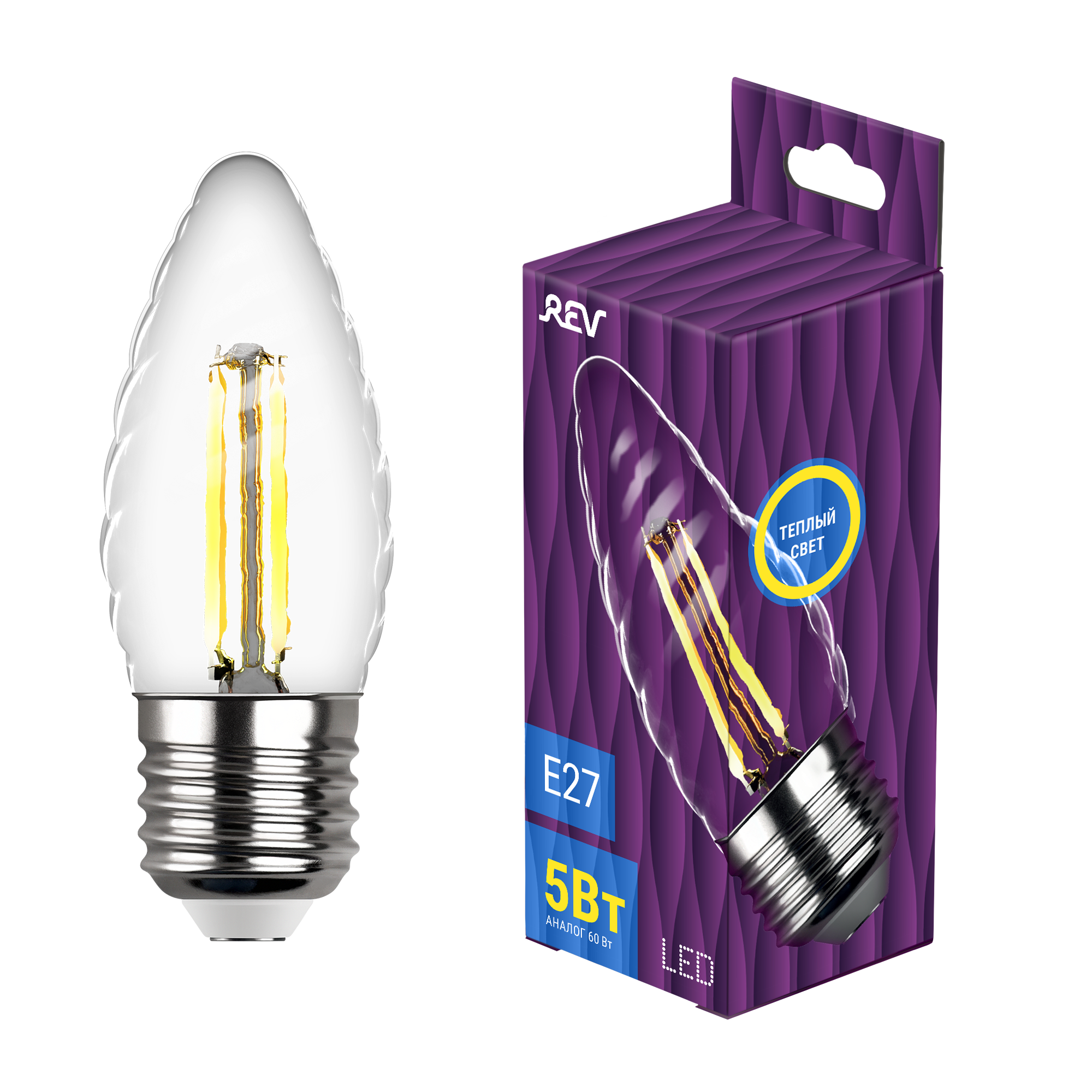 Лампа сд FILAMENT свеча витая TC37 E27 5W 32426 3