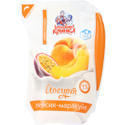 Йогурт пи­тье­вой «Ба­буш­ки­на крын­ка» персик-ма­ра­куйя, 1.0%, 800 г