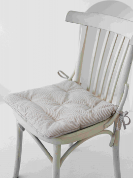 Льняная подушка на стул в полоску RUSDECOR с завязками 40х40, лен/полиэстер