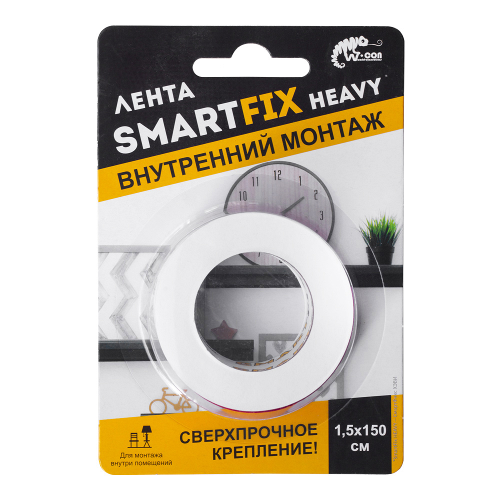 Сверхсильная лента для внутреннего монтажа W-con SmartFix HEAVY, 1,5*150см, прозрачная арт.SFV1515T