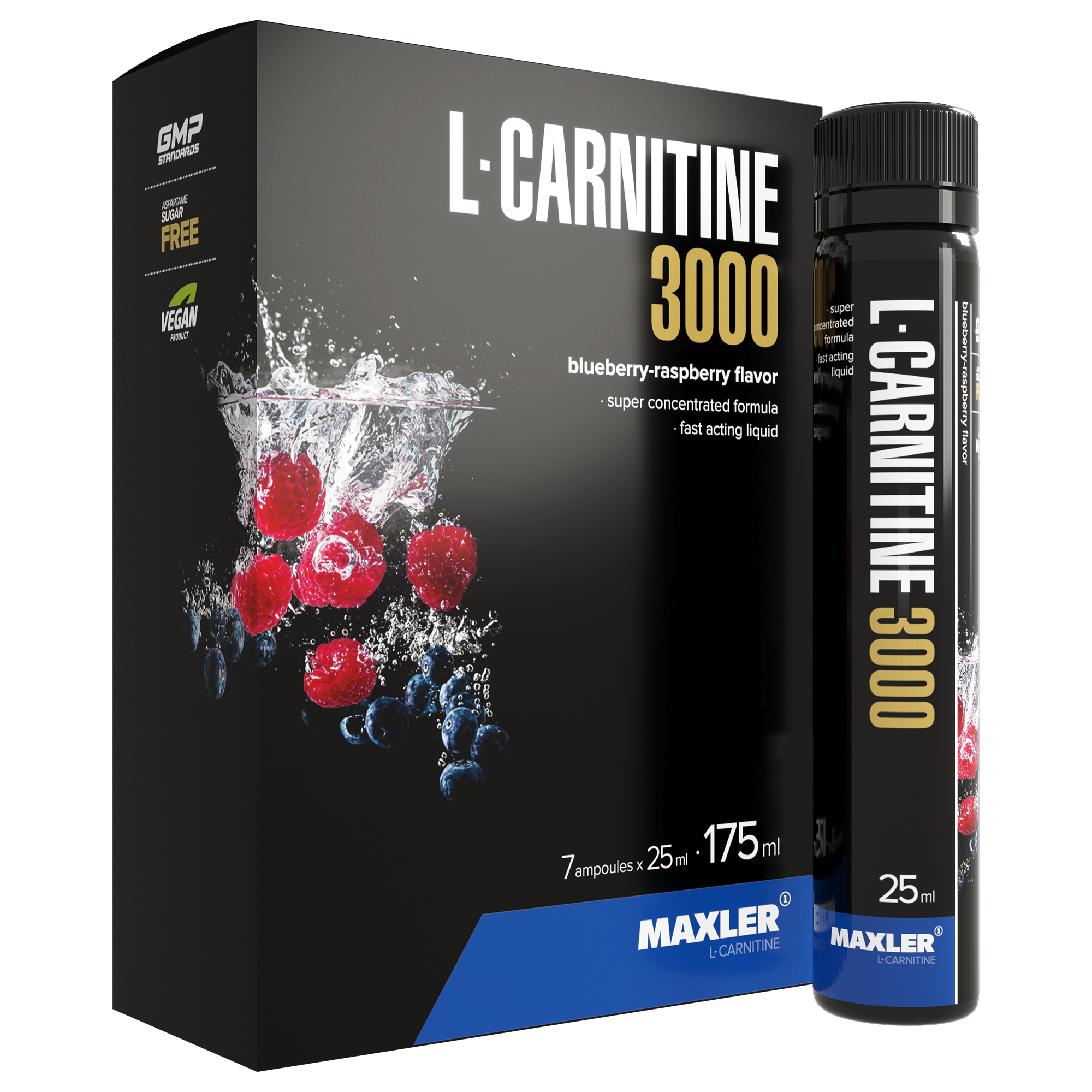 Л-карнитин Maxler L-Carnitine 7x25 ml (3000 mg) - Blueberry-Raspberry