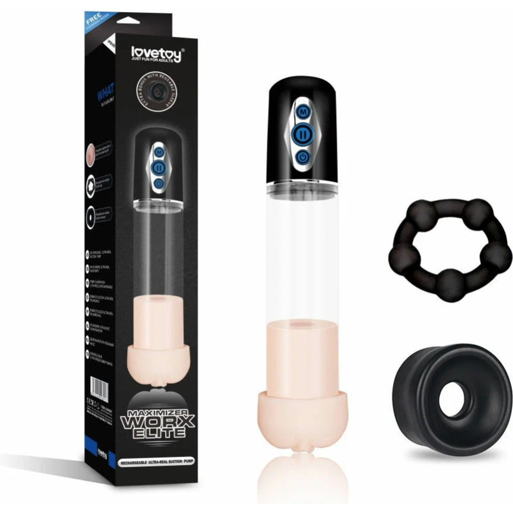 Вакуумная помпа для пениса «LoveToy» Maximizer Worx Elite Rechargeable Pump, LV240201