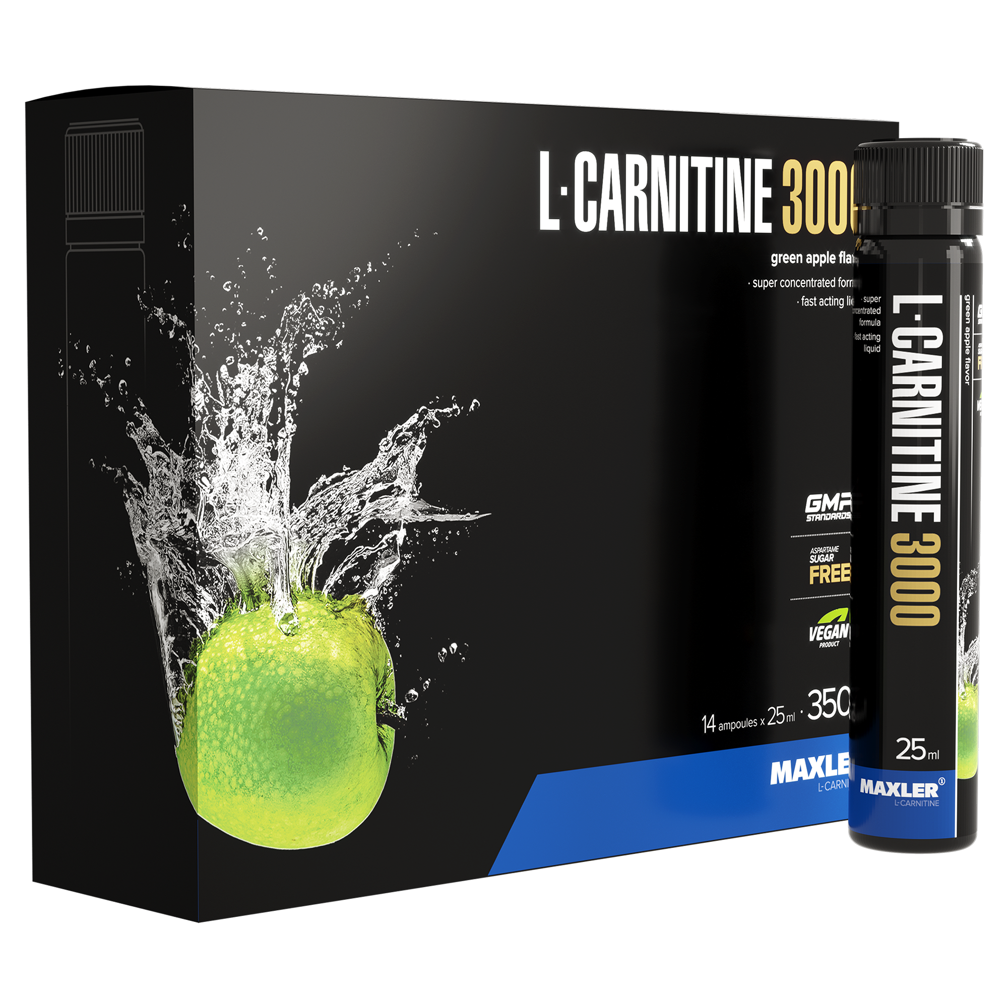 Л-карнитин Maxler L-Carnitine 14x25 ml (3000 mg) - Green Apple