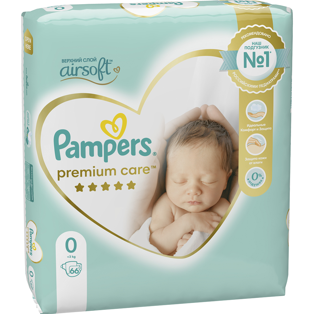 Подгузники детские «Pampers» Premium Care, размер 0, 3 кг, 66 шт