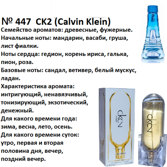 Духи Рени Reni 447 Аромат направления CK2 (Calvin Klein) - 100 мл