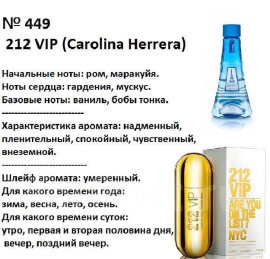 Духи Рени Reni 449 Аромат направления 212 VIP (Carolina Herrera) - 100 мл