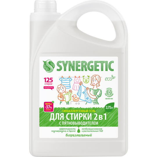 Гель для стирки концентрированный «Synergetic» 2в1, 3.75 л