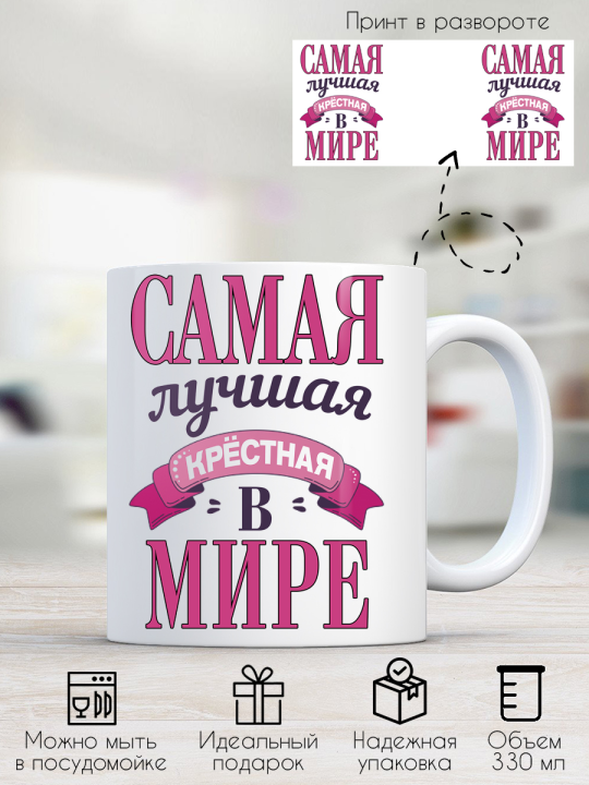 Кружка с печатью Самая лучшая крёстная мама