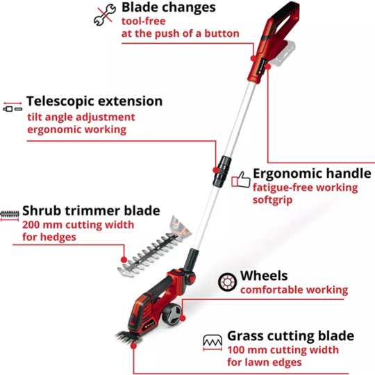 Кусторез «Einhell» GE-CG 18/100 Li T-Solo, 3410310