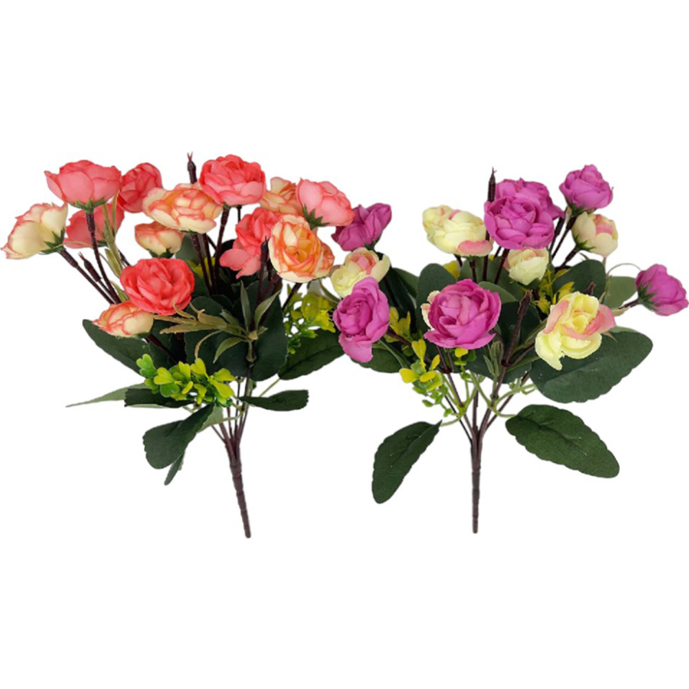 Цветок ис­кус­ствен­ный «Ку­сто­вая роза» BY-37-27, 14 цвет­ков, 30 см