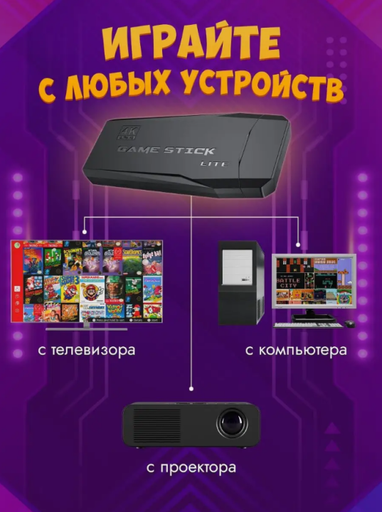 Игровая приставка  для детей и взрослых 15000 игр (2 джойстика, консоль)