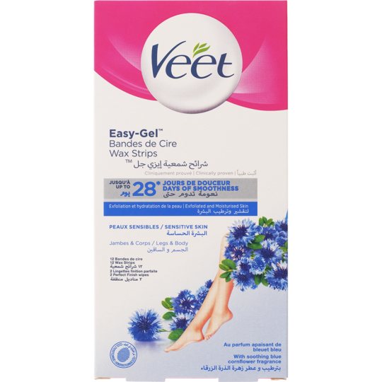 Восковые полоски «Veet» для чувствительной кожи, 12 шт