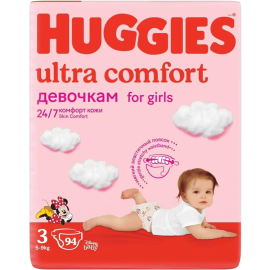 Подгузники «Huggies» Ultra Comfort, для девочек, размер 3, 5-9 кг, 94 шт