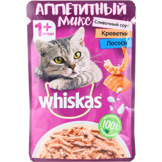 Корм для кошек «Whiskas» с креветками и лососем, 85 г