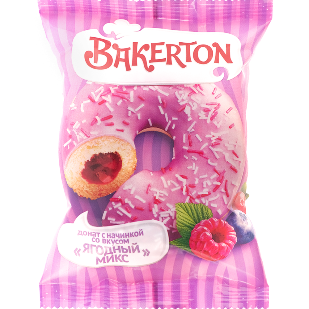 Донат глазированный «Bakerton» ягодный микс, 70 г #0
