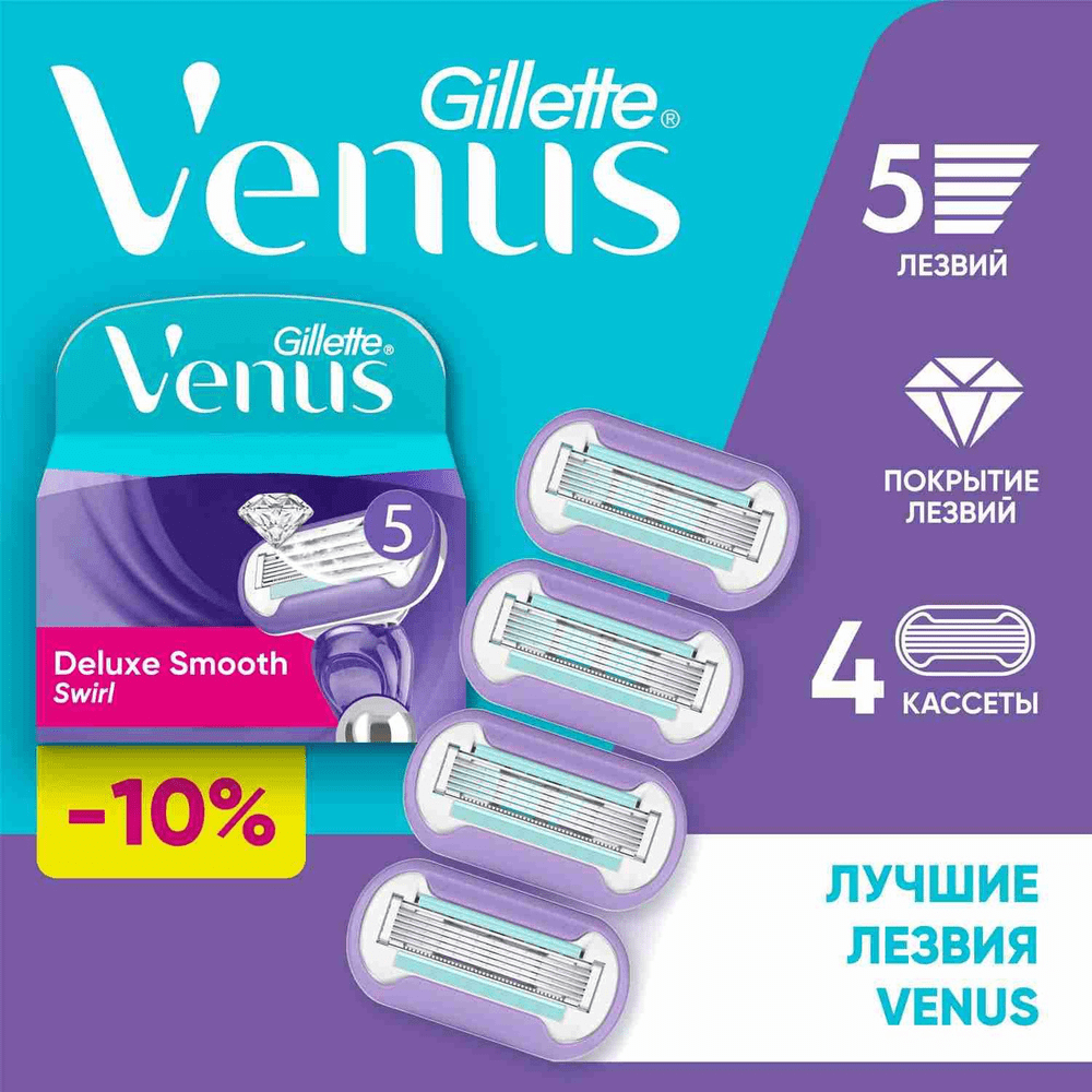 Сменные кассеты / лезвия для бритья женские Gillette Venus Swirl Deluxe Smooth 4 шт.