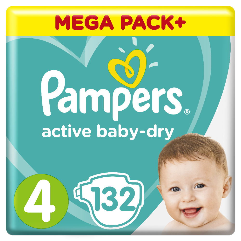 Подгузники детские «Pampers» Active Baby-Dry, размер 4, 9-14 кг, 132 шт