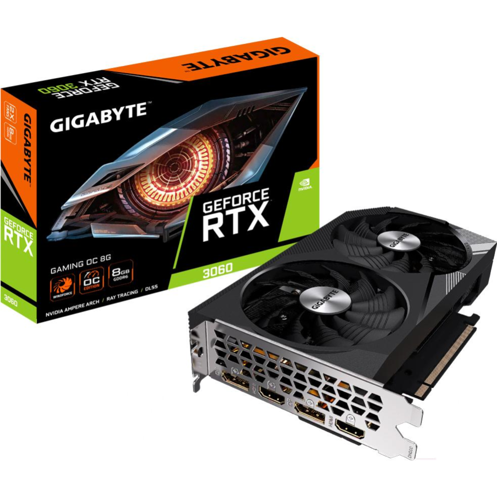 Видеокарта «Gigabyte» RTX 3060 Gaming OC 8G, GV-N3060GAMING OC-8GD