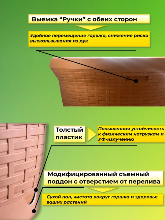 Горшок для цветов напольный высокий