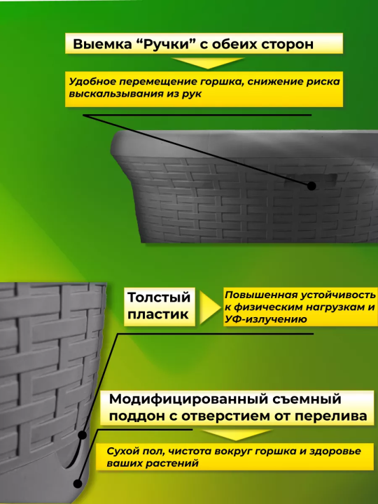 Горшок для цветов большой напольный высокий