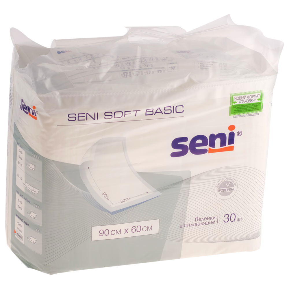 Пе­лен­ки впи­ты­ва­ю­щие «Seni» Soft Basic, 30 шт, 90х60 см