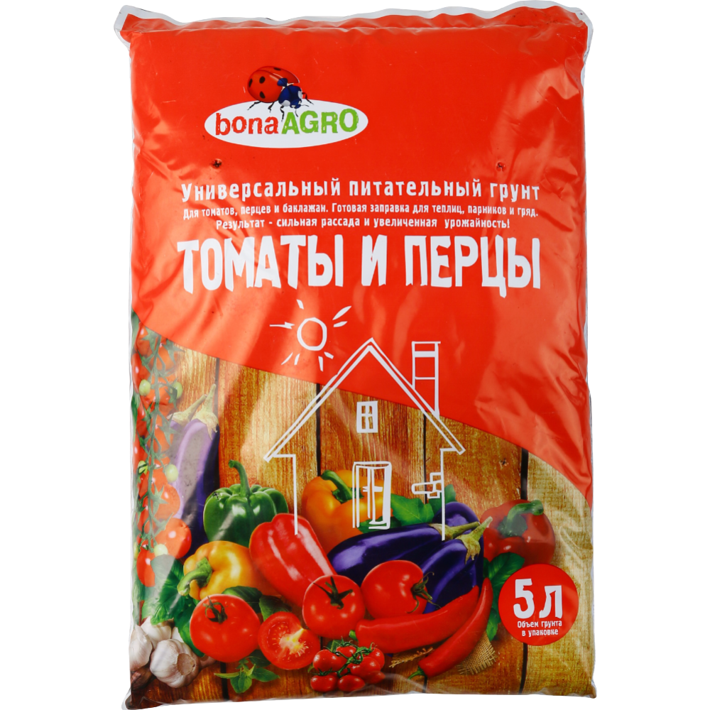 Грунт пи­та­тель­ный «Bona Agro» для то­ма­тов и перцев, 5 л