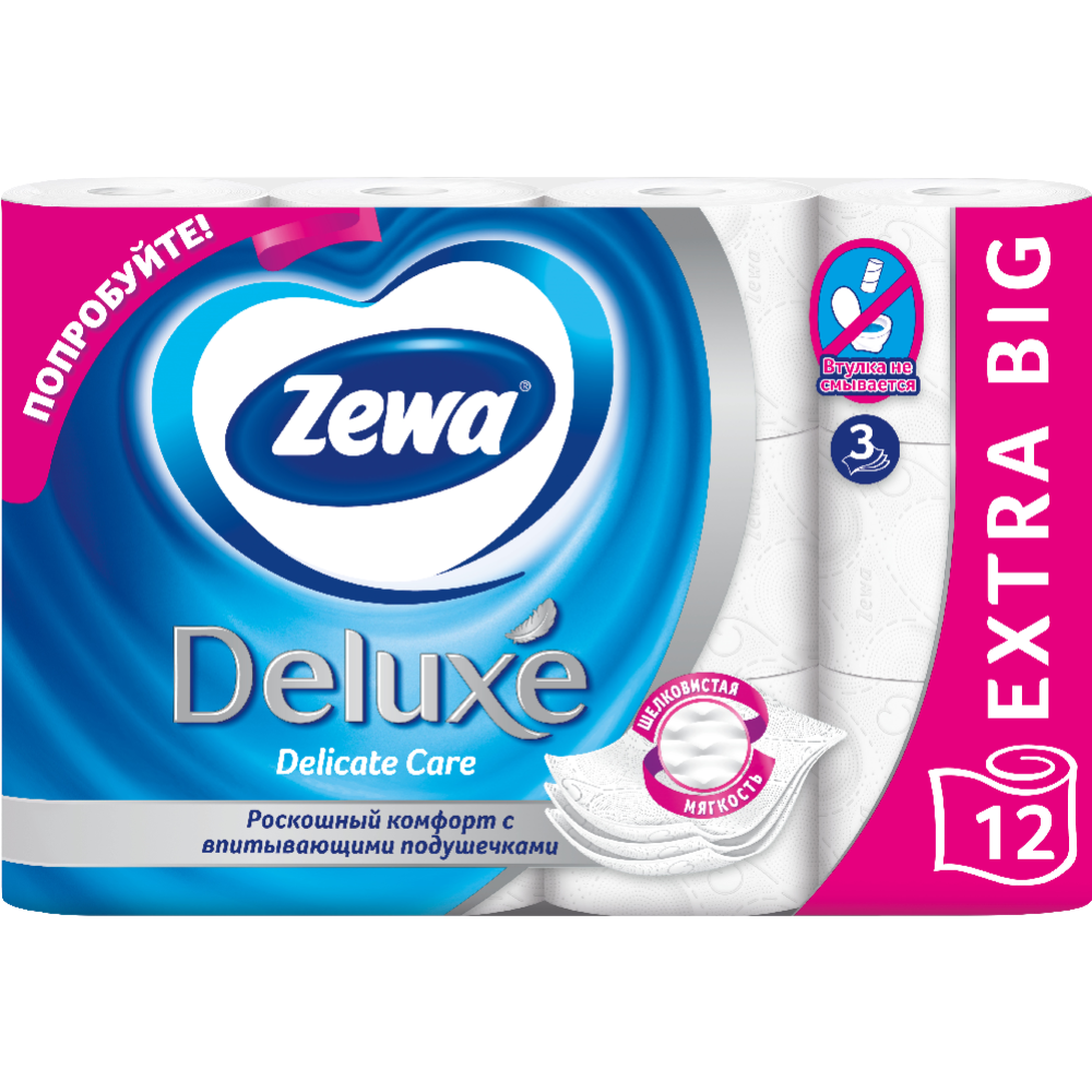 Бумага туа­лет­ная «Zewa» Deluxe, 12 ру­ло­нов, белый