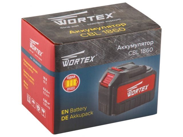 Аккумулятор WORTEX CBL 1860 (18.0 В, 6.0 А/ч) Артикул: CBL18600029