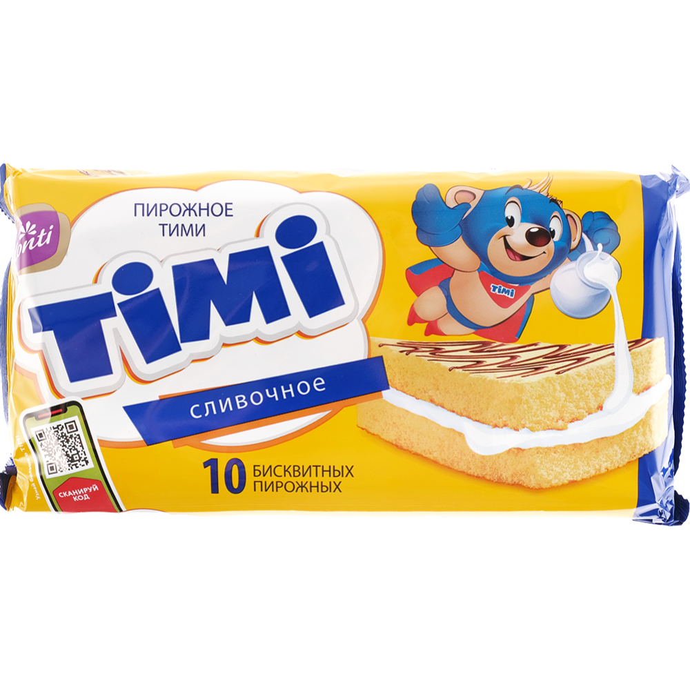 Пирожное бисквитное «Konti» Тими, сливочное, 300 г #0