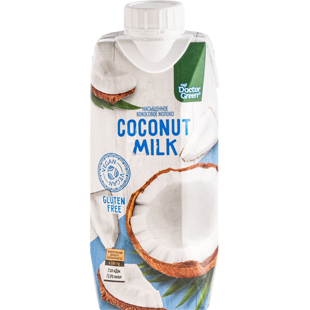Кокосовое молоко «Doctor Green» ультрапастеризованное, 16-19%, 330 мл #0