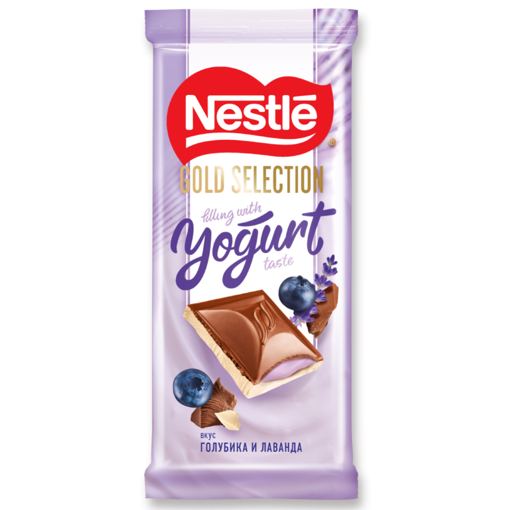 Шоколад «Nestle» Gold Selection, со вкусом йогурта с голубикой и лавандой, 82 г #2