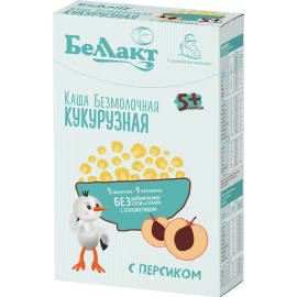 Каша безмолочная «Беллакт» кукурузная с персиком, с пребиотиком, 200 г