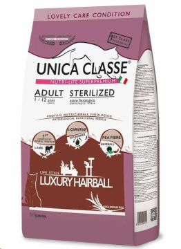 Сухой корм для кошек Unica Classe Sterilized Hairball с ягненком, 10 кг