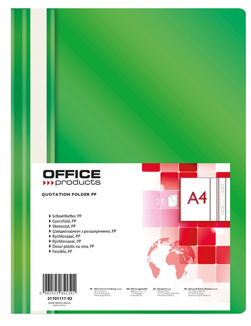 Папка-скоросшиватель А4,Office Product 10 шт зеленый