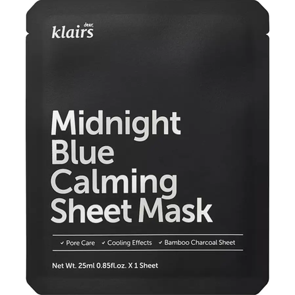 Маска для лица «Dear Klairs» Midnight Blue Calming Sheet Mask, с охлаждающим эффектом, 25 мл