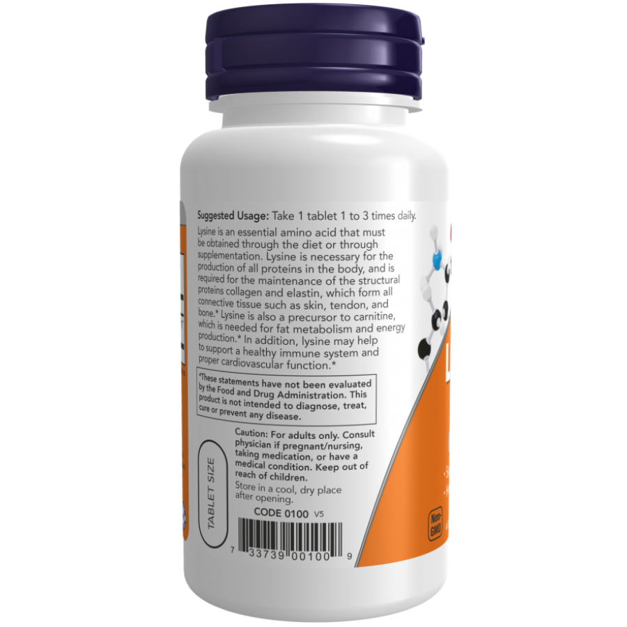 Лизин Now Foods L-Lysine, 500 мг, 100 табл.