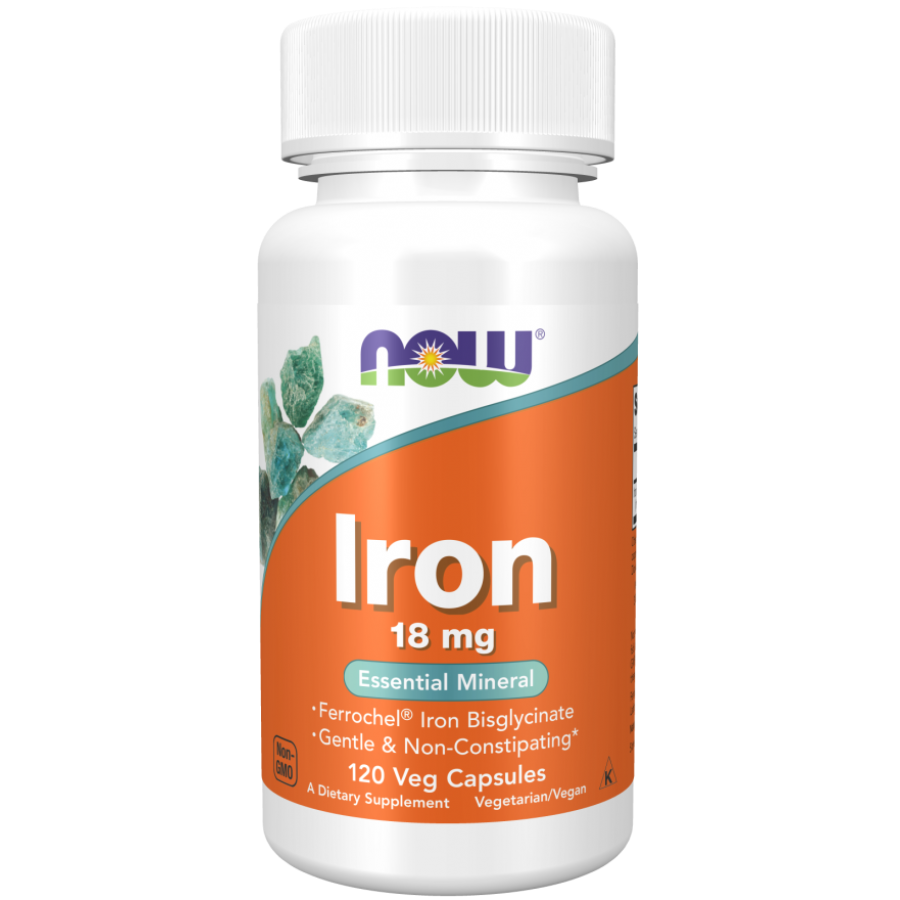 Бисглицинат железа Now Foods Iron 18 мг, 120 капс.