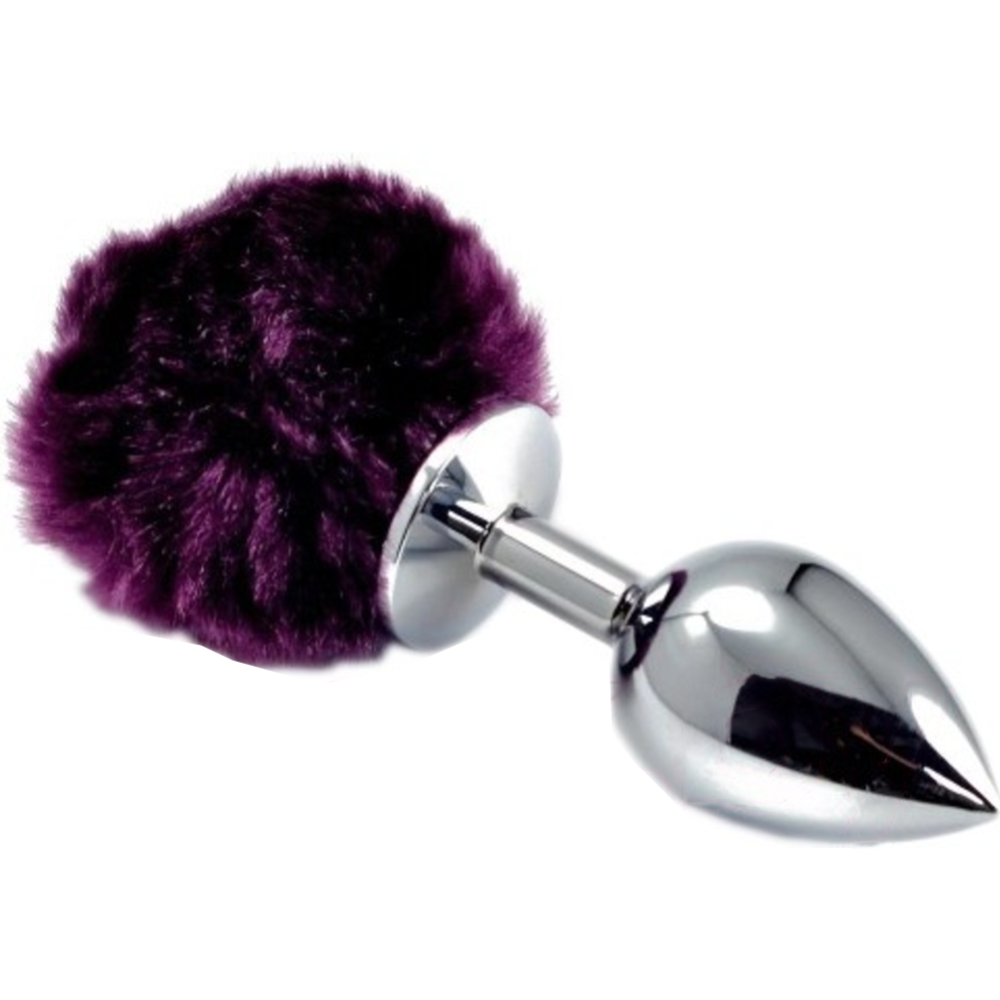 Пробка интимная «LoveToy» Small Silver Plug, RO-L024S Purple, фиолетовый хвост