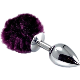 Пробка интимная «LoveToy» Small Silver Plug, RO-L024S Purple, фиолетовый хвост