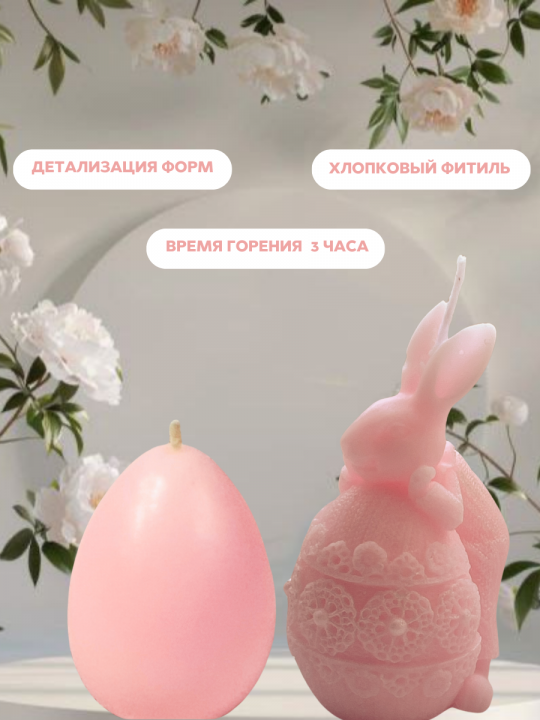 Подарочный набор свечей Пасхальный кролик (мальчик), розовый