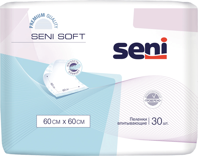 Пеленки одноразовые впитывающие Seni Super Soft 60х60см.30 шт. х 4 упак.