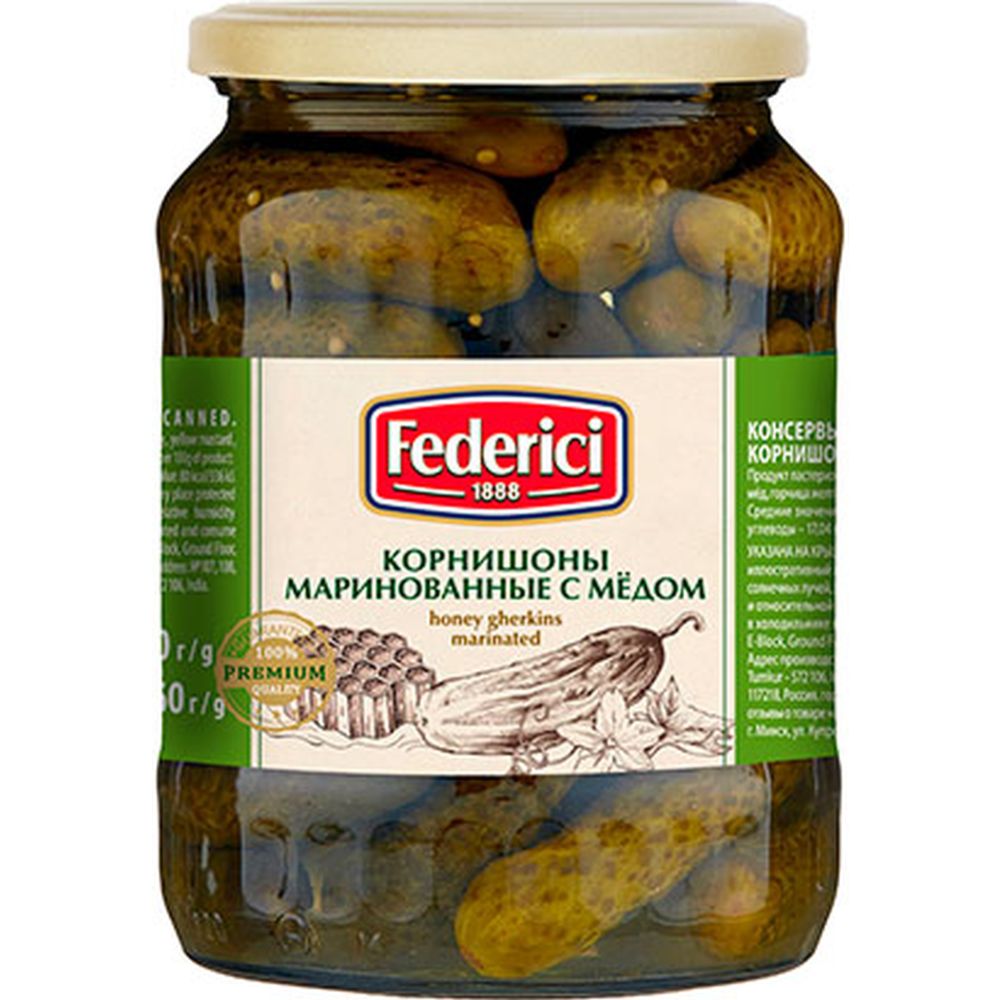  Корнишоны «Federici» маринованные с мёдом, 720 мл #0