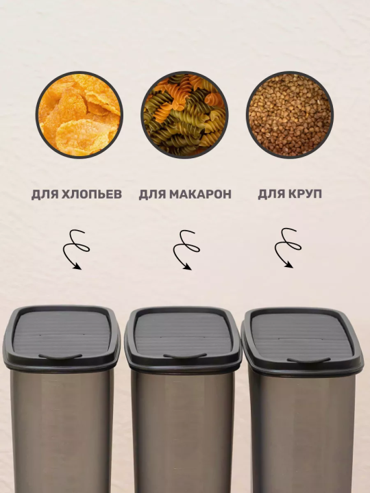 Контейнер для хранения сыпучих продуктов банка 1,5л