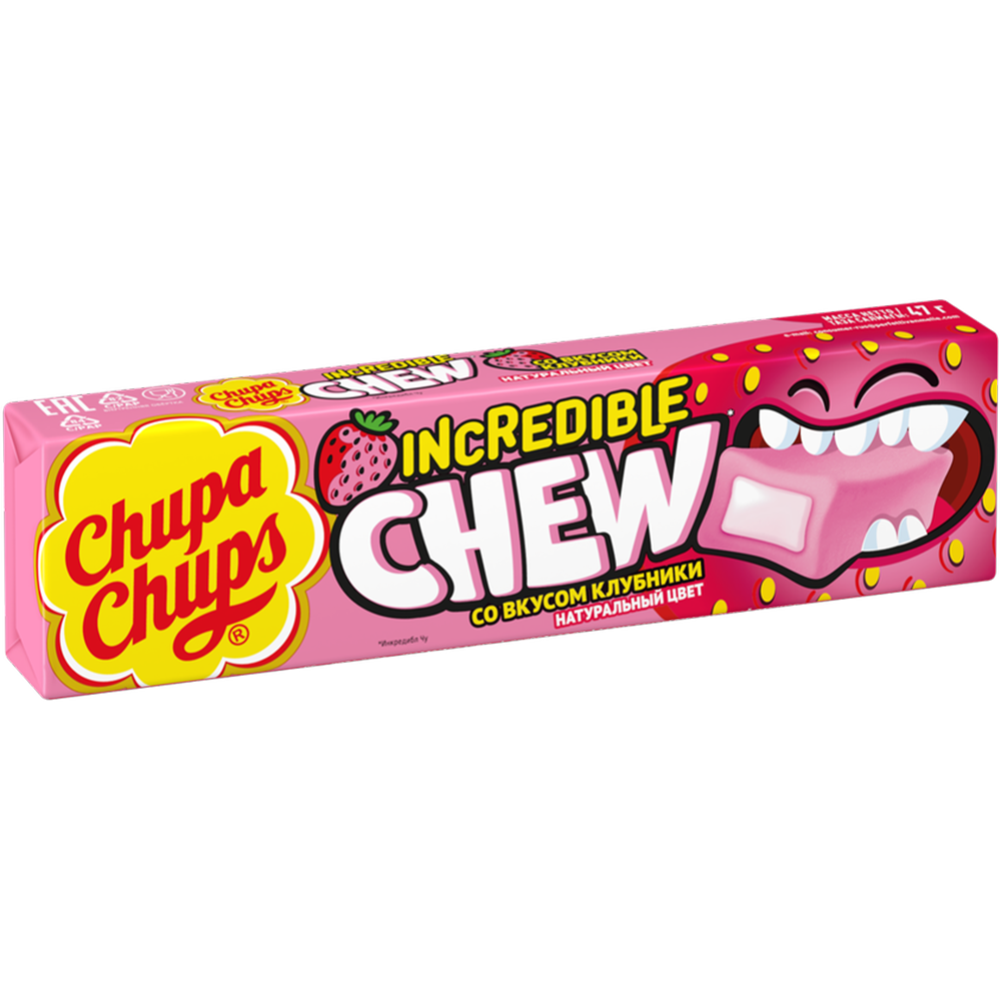 Кон­фе­та же­ва­тель­ная «Chupa Chups» Incredible chew, вкус клуб­ни­ки, 47 г