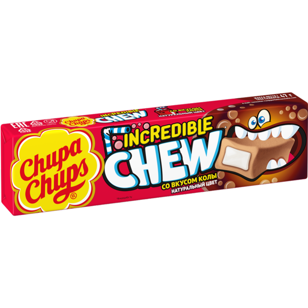 Кон­фе­та же­ва­тель­ная «Chupa Chups» Incredible chew, со вкусом колы, 47 г